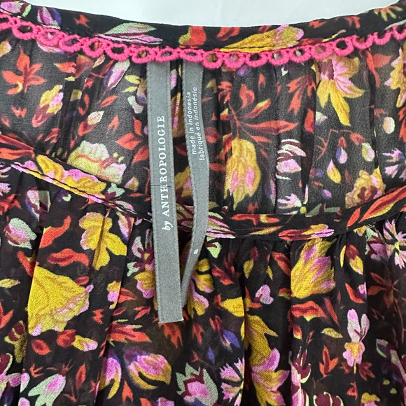 Anthropologie Womens Bohemian Floral Pauline Balloon Sleeve Blouse Size S - Picture 4 of 11